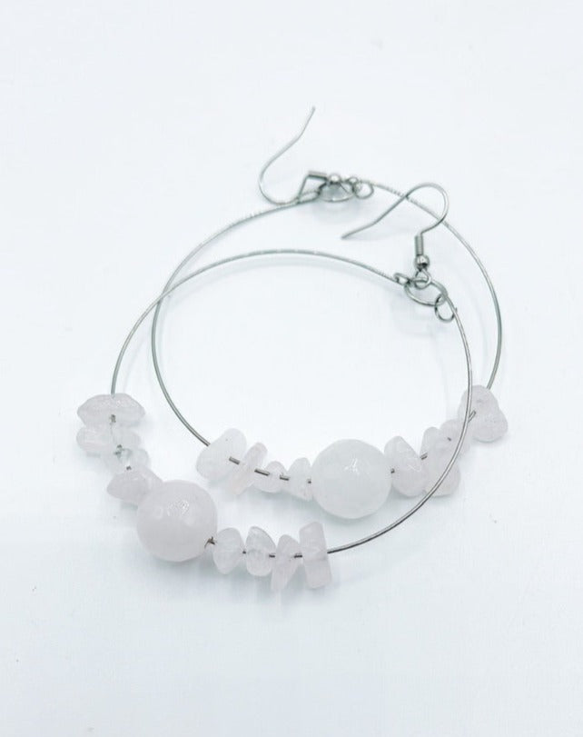 Hoop Earrings - Rose Quartz