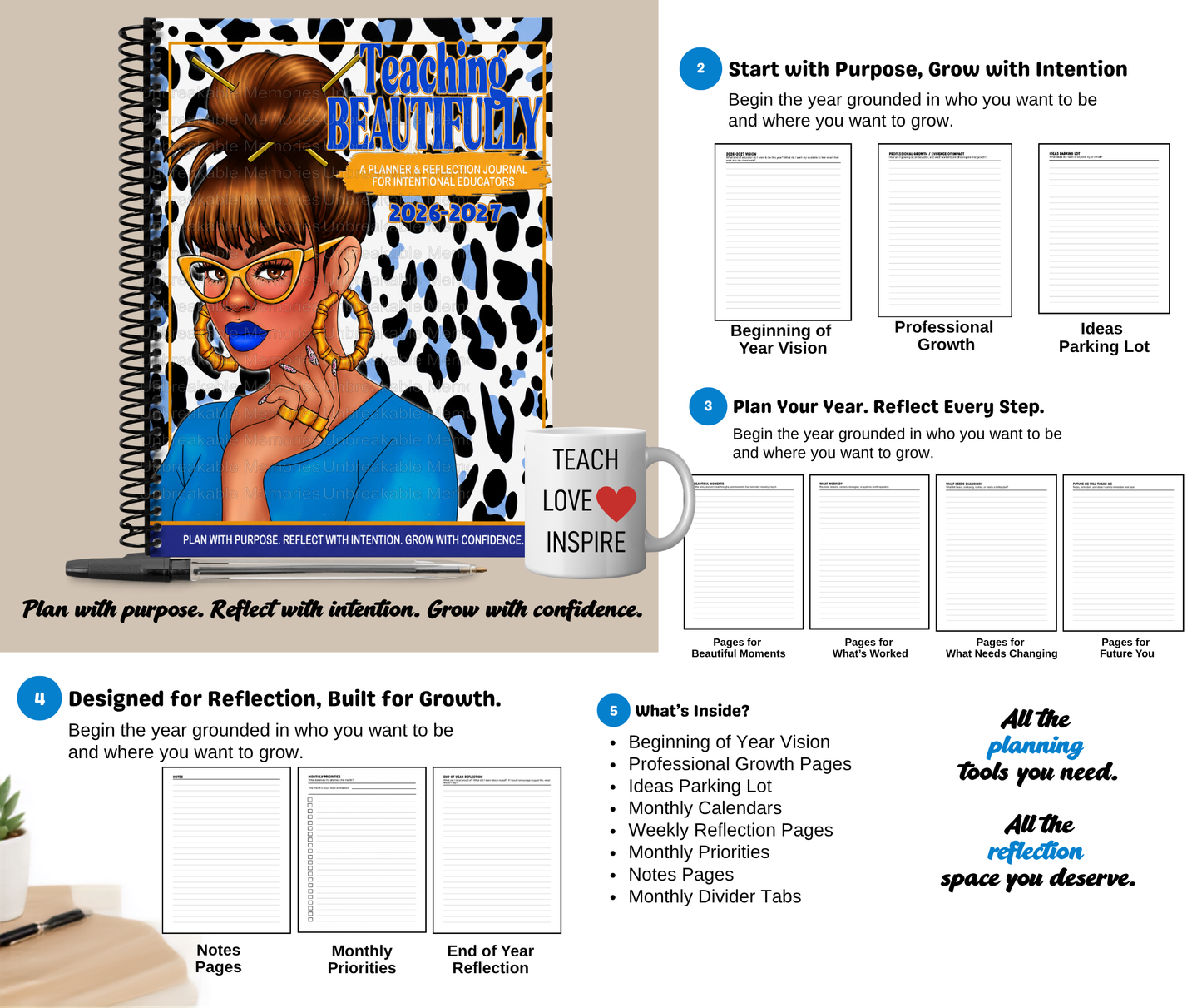"Teaching Beautifully" Planner & Reflection journal