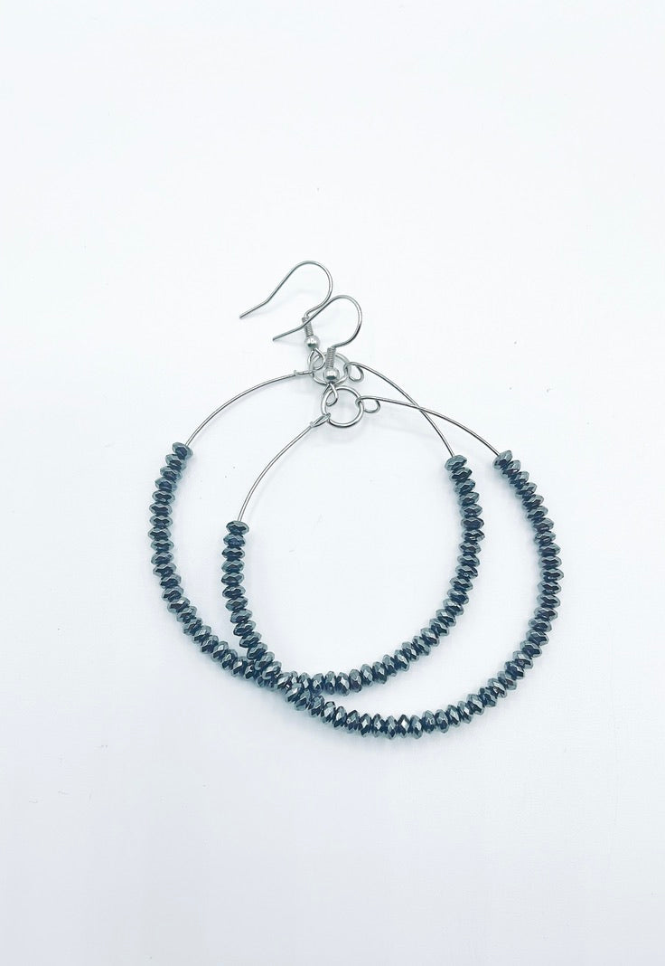 Hoop Earrings - Hematite