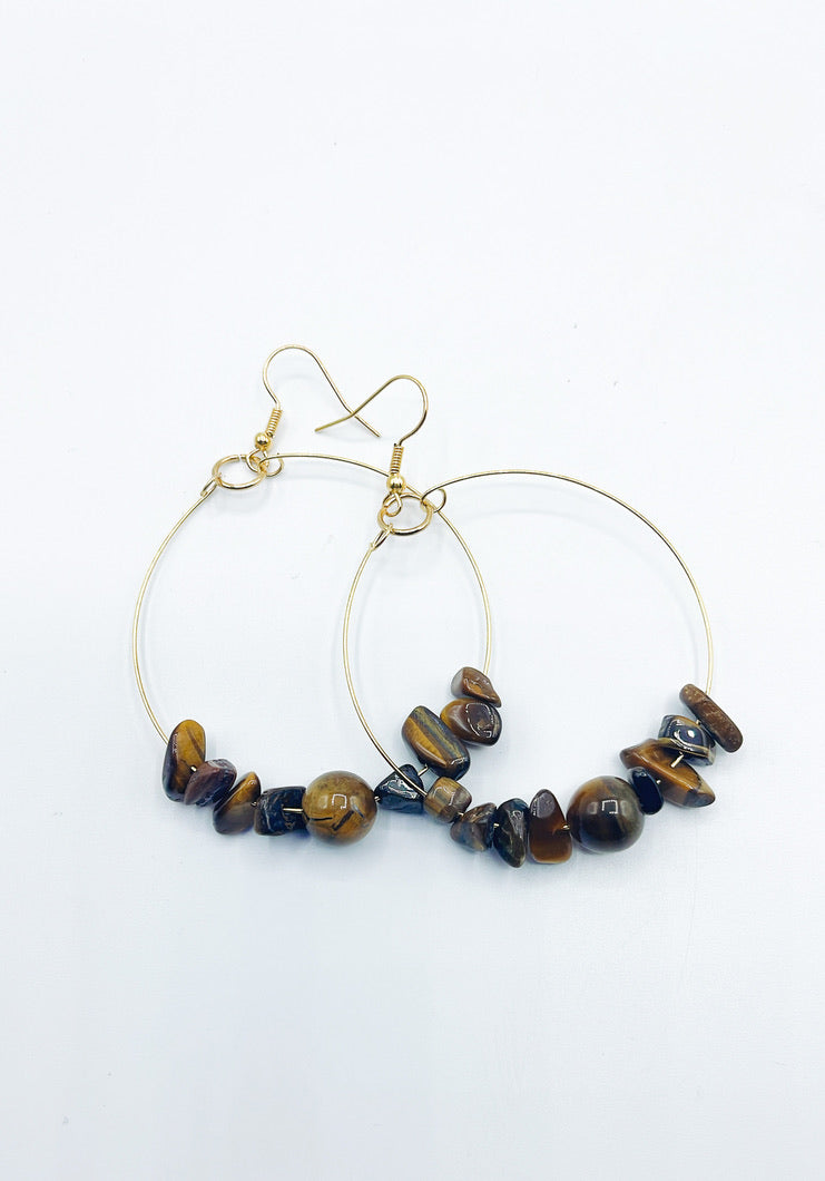 Hoop Earrings - Tigers Eye