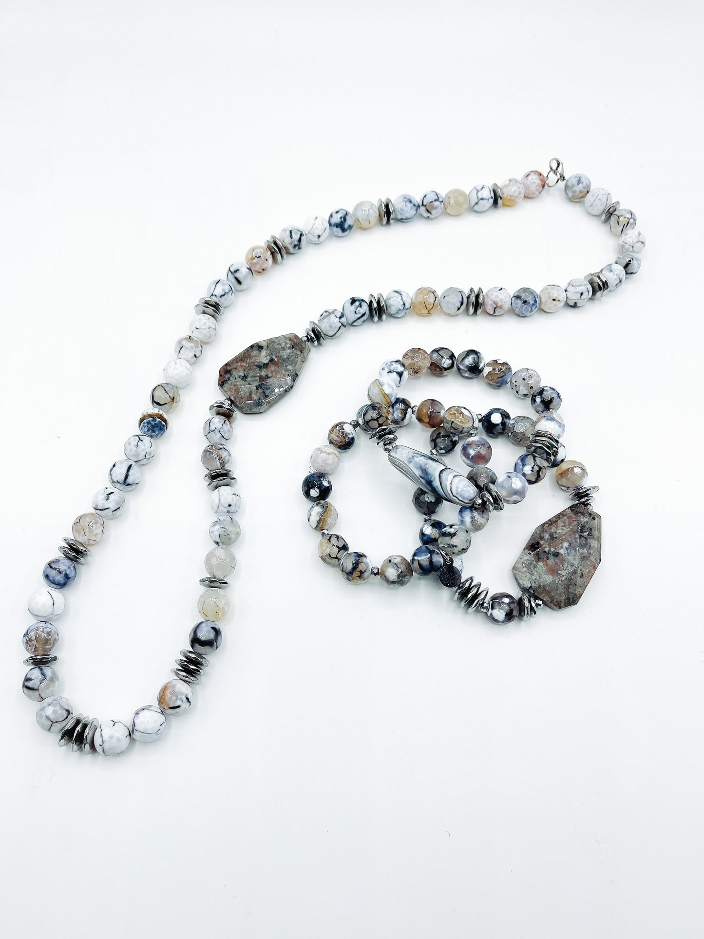 Truth Collection - White Fire Agate Necklace