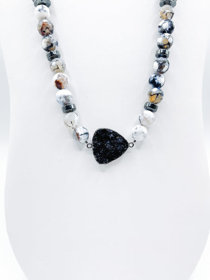 White Fire Agate Necklace