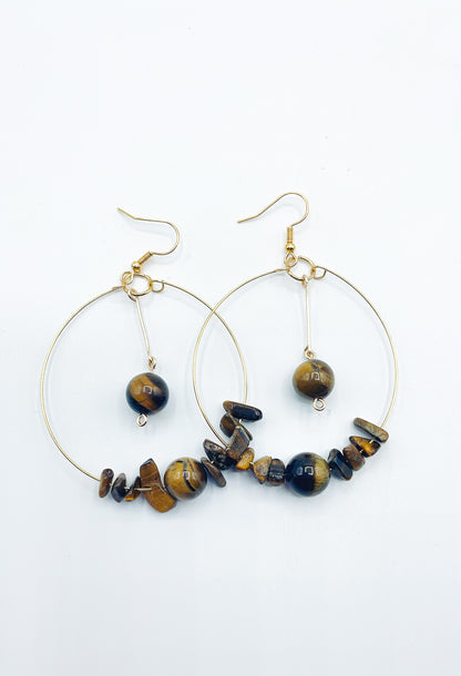 Hoop Earrings - Tigers Eye