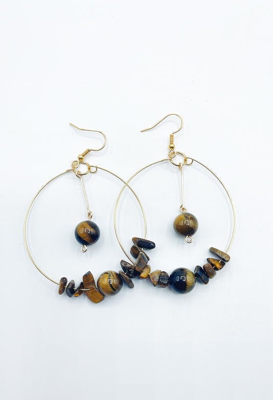 Hoop Earrings - Tigers Eye