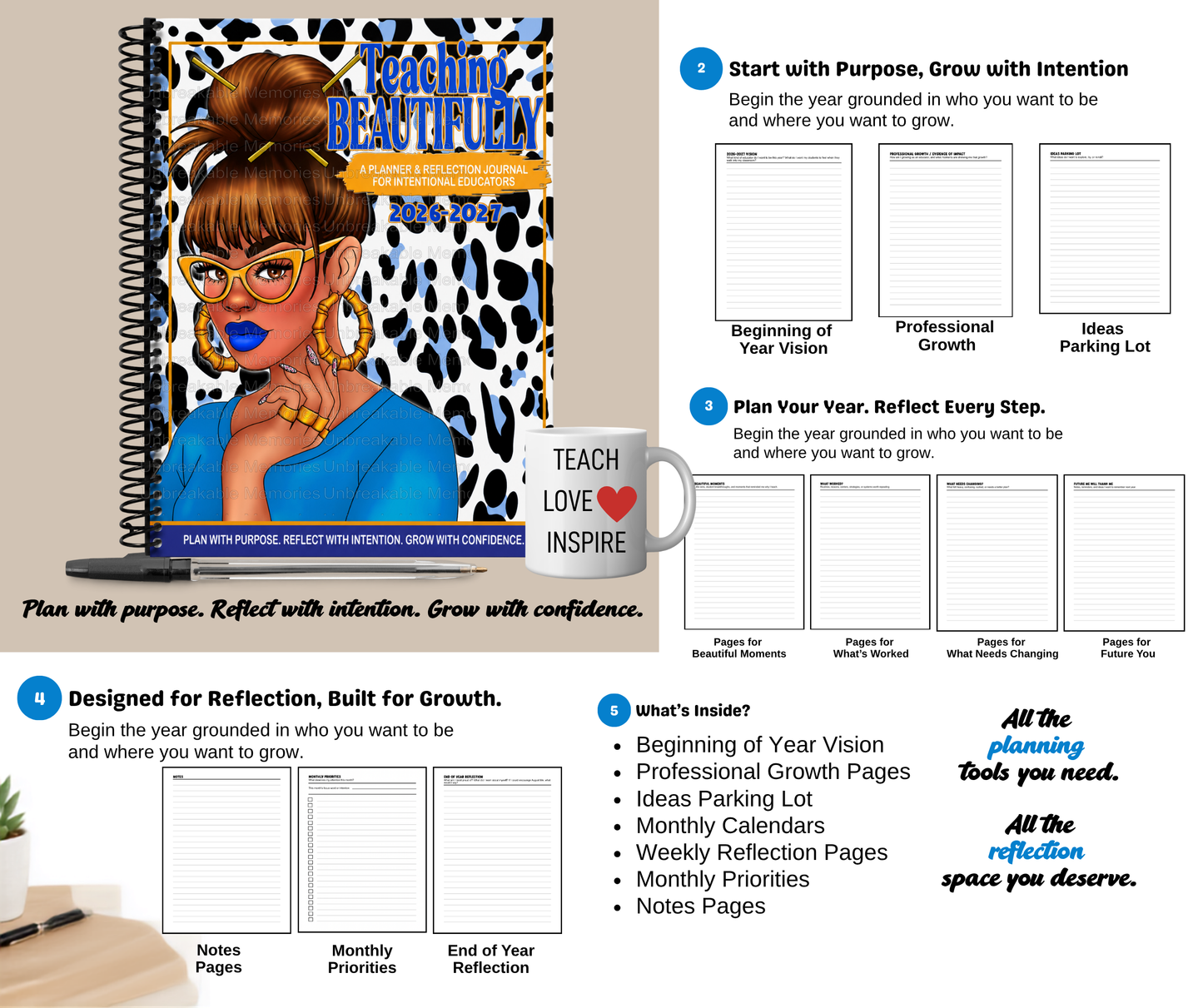 "Teaching Beautifully" Planner & Reflection journal