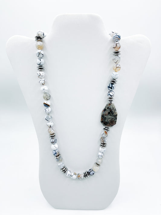 Truth Collection - White Fire Agate Necklace