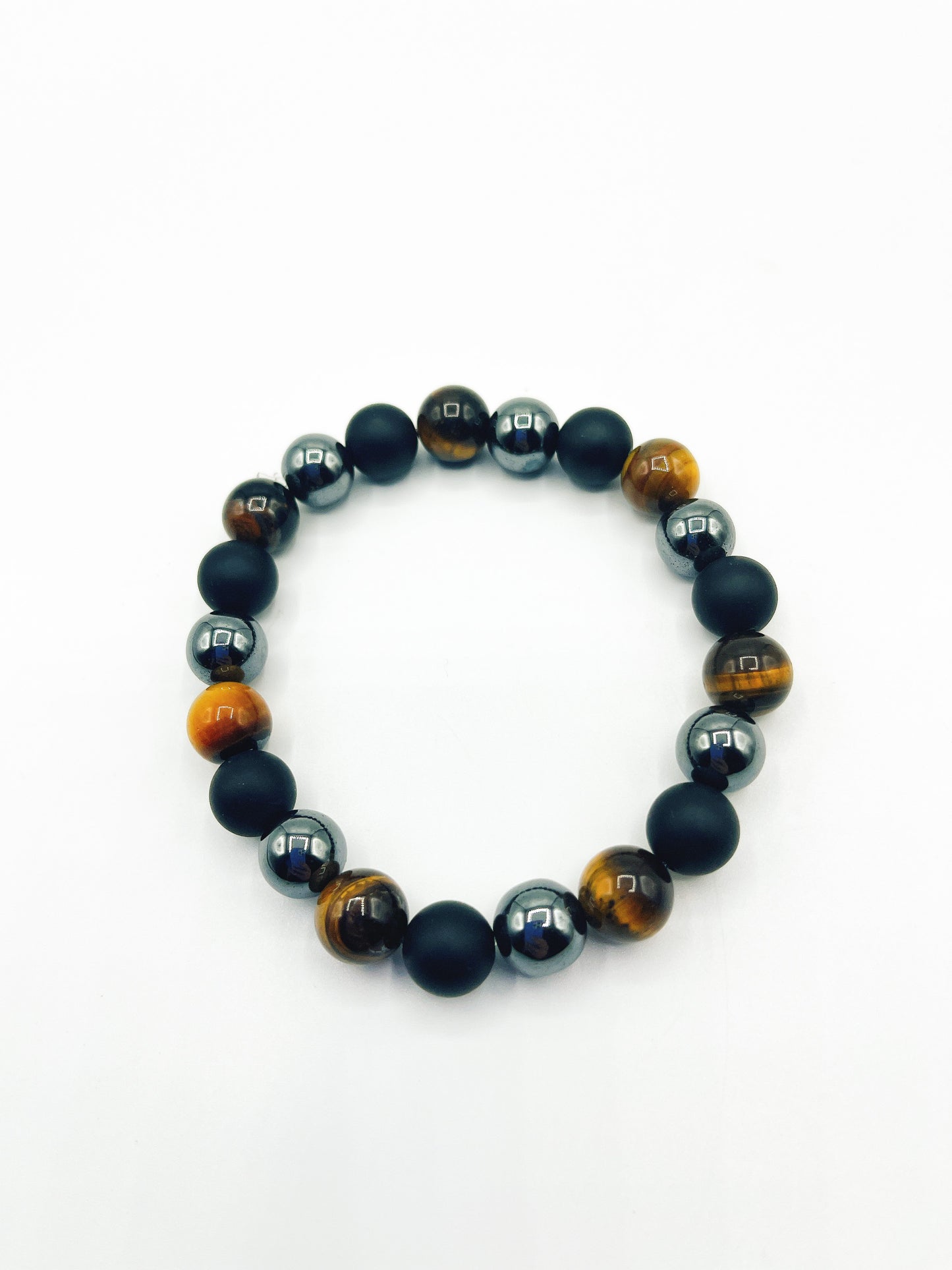 tigers eye bracelet, onyx bracelet, hematite bracelet