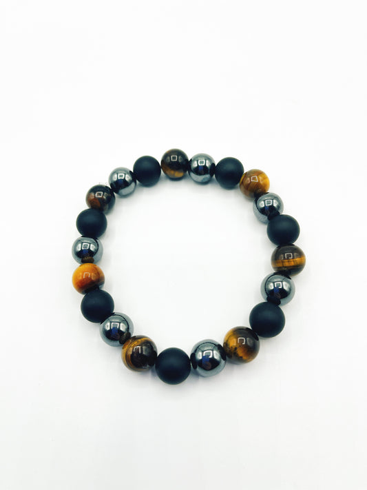 tigers eye bracelet, onyx bracelet, hematite bracelet