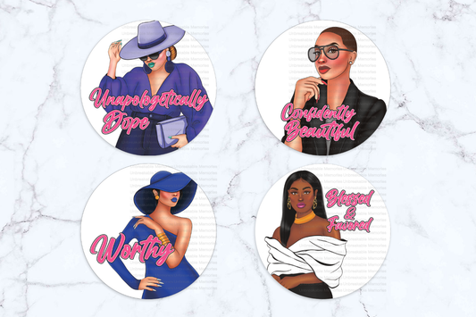 Affirmation Coaster Set - "Confidently Beautiful"