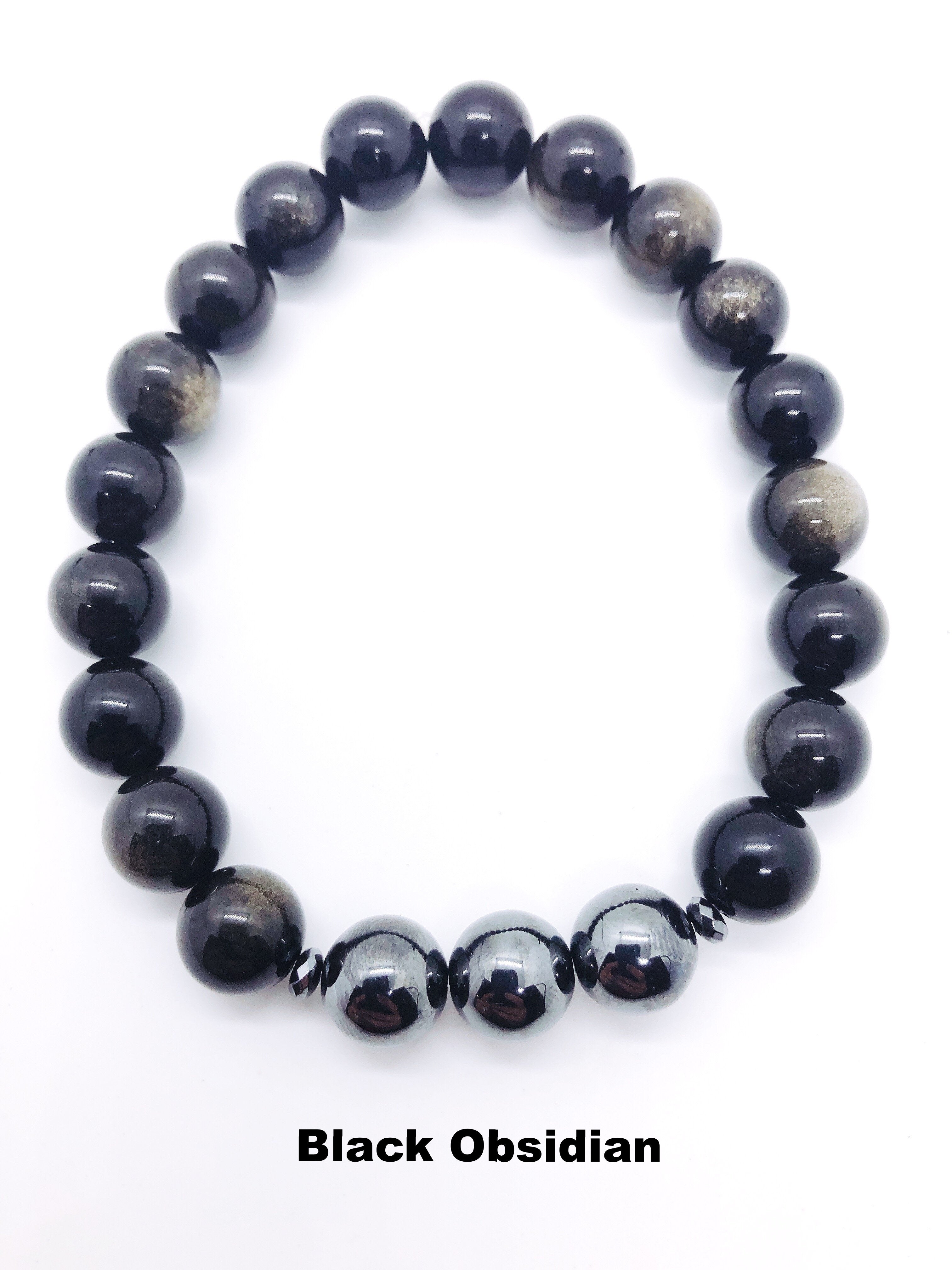 Men's Beaded Bracelet with Meteorite and Golden Obsidian - Shop AWNL  Bracelets - Pinkoi