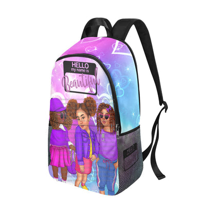 Hello Beautiful Girls Backpack with mesh side pockets