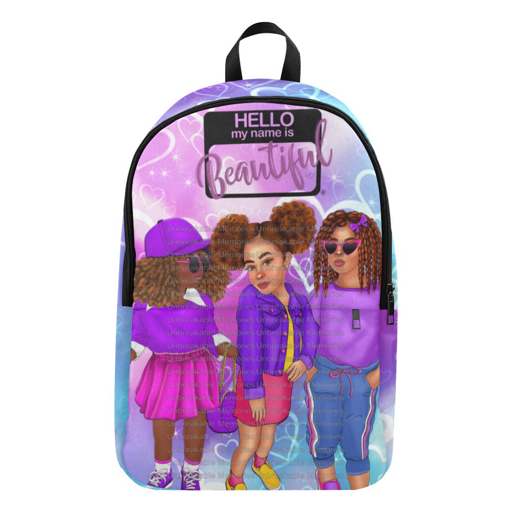 Hello Beautiful Girls Backpack with Girl Power sides