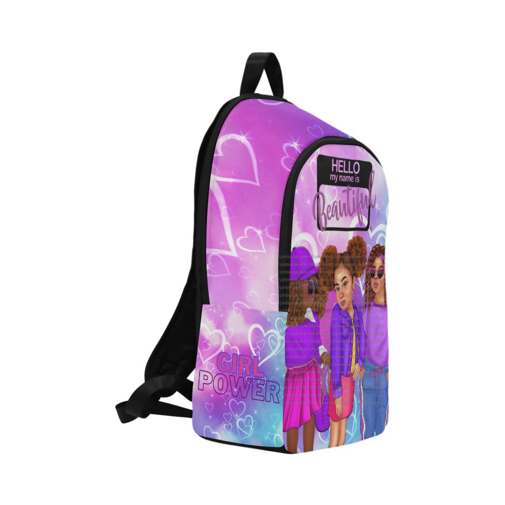 Hello Beautiful Girls Backpack with Girl Power sides
