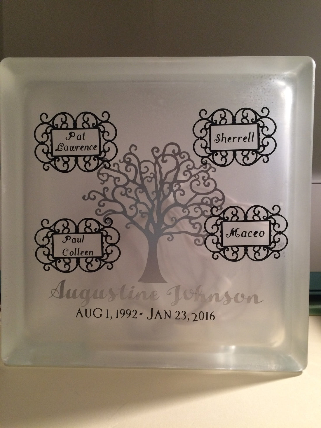 Memorial glass block Unbreakable Memories