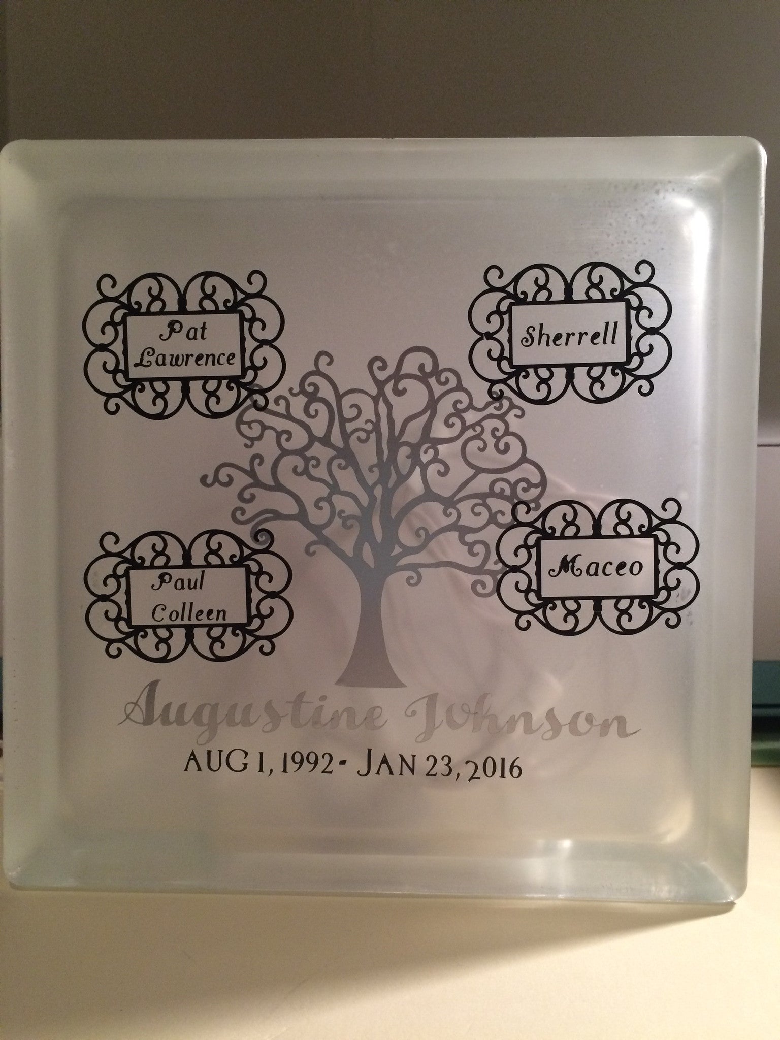 Memorial glass block - Unbreakable Memories